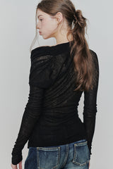 LILY COWL RIBBON TOP black