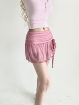 1484. ドットシャーリングシフォンリボンスカートパンツ (3color)