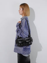 Cont Leather Pocket Shoulder Bag