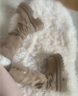 Dion Suede Buckle Long Boots (beige)