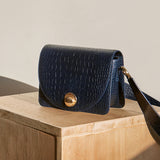 ISLE MINI CROC ショルダーレザーバッグ / Wani Navy