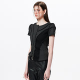 Asymmetric Layered Wave Cut T-Shirt