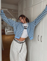 Sweety Stripe Crop Hood Zip-Up