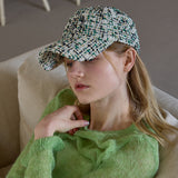 Round Logo Tweed Ball Cap (Black&Green&White)