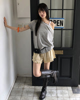 U-TE ストライプフリルカンカンバンディングショーツ