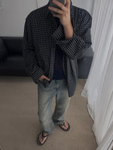 ASCLO シアーサッカークールチェックシャツ (4color)