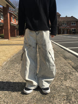ラムスグレーカーゴカーブデニムパンツ