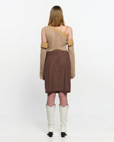リボンタイスリットスカート _ BROWN