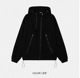 Slant-washed hooded field jacket