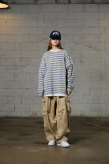JERRY STRIPE OVERFIT LONG SLEEVE T-SHIRT / GRAY