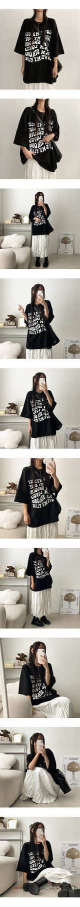 I Love Rounding Lettering Oversized Fit Short Sleeve Tee