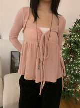 Rozy Babydoll Flare Ribbed Long Sleeve Tee