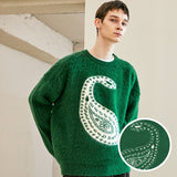 リバーシブルペイズリースウェット/BULKY BRUSH REVERSIBLE PAISLEY SWEATER GREEN