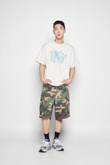 25SS ヴィンテージフローフォントピグメントショートスリーブTシャツ ライトグレー
