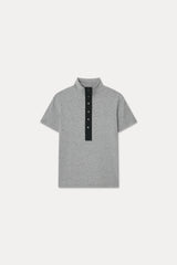 SOFT TENCEL HIGH-NECK TOP_MELANGE GRAY
