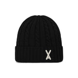 VA Applique Cable Knit Beanie / Black