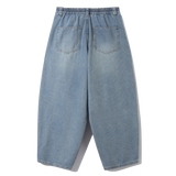 Corded Denim Curved Balloon Pants (Light Blue)