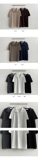 Nibble Open Collar Knitwear Short-Sleeved T-shirt