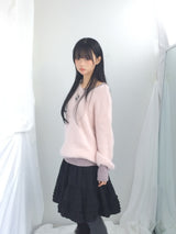 アンゴラタッチブイネックニットウェア