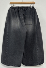 ASH🩶🩵 SIDE PINTUCK BALLOON DENIM BERMUDA 🩶🖤3COLOR 2SIZE
