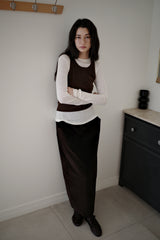 Corduroy maxi skirt, Dark brown