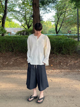ワッフルオーバーヘンリーネック長袖Tシャツ