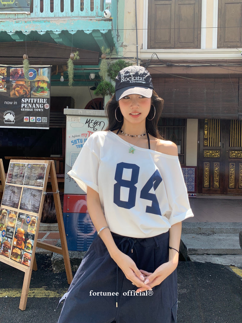 ナンバープリントオフショルダーショートスリーブT