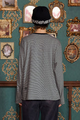 LOGO STRIPE LONG SLEEVE T SHIRT / BLACK
