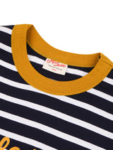 Oversized-fit stripe chain logo long sleeveless T-shirt Mustard (FCF3TS641M)