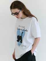 HEART CAT FRIENDS LOOSE FIT T-SHIRT WHITE