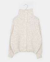 Luon Wool High-Neck Loose Cardigan