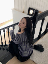 #Lumia Border One Shoulder Loose Knit (4color)