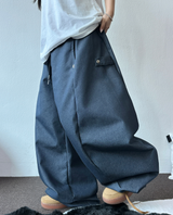 SNAP DENIM BALLOON LONG PANTS 💙🖤2COLOR