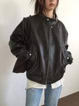 Rivet Motor Leather Jacket (2color)