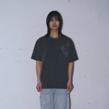 Untitled スターリーナイト ストライプ ヘンリーネック ショートスリーブ Washed Black