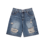 25SS ヘムラインデストロイドデニムショートパンツ ブルー