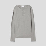 Overlock Henley Neck Knit Long Sleeve 4C