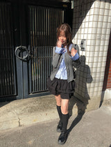 イブフェイクレイヤードラッフルシャツカーディガン