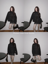 London black denim casual zip-up jacket