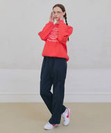 Shirring Nylon Straight Pants - Navy