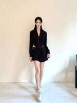 1060. Ribbon wrap pleats mini sk (2color)