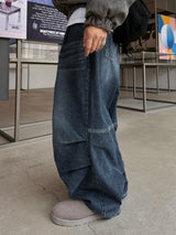 Gracie Double Pintuck Balloon Denim Pants