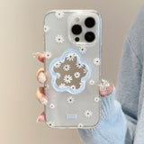 サマーブルーフラワーミラースタンド iPhone ケース