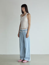 Frill Block Pants_Light Blue