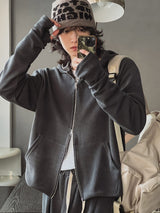 Henne warmer layered two way hoodie zip-up