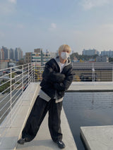 Space String ballon denim wide pants 2color