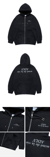24FW アップサイドダウンロゴナッピングズリーフーディージップアップブラック
