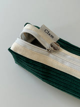 Clam round pencilcase _ Corduroy broccoli