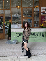 Mohair Leopard Loose Fit Cardigan
