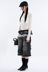 Onyx bermuda cargo denim pants